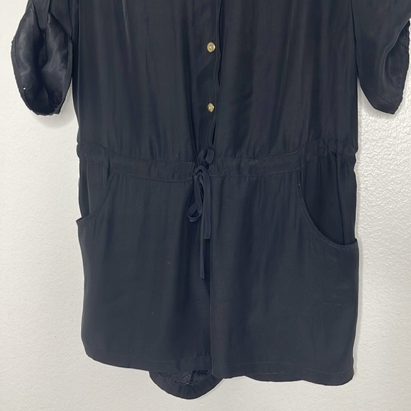 Amanda Uprichard 100% Silk Black Shorts Romper Size Large - Picture 3 of 9